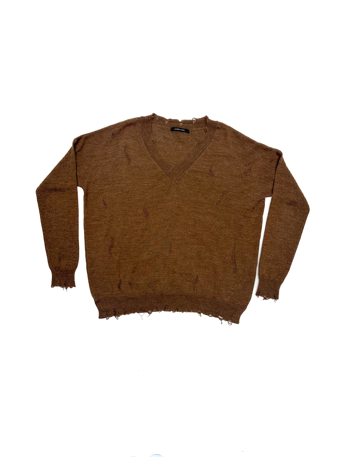Brown Distressed Sweater