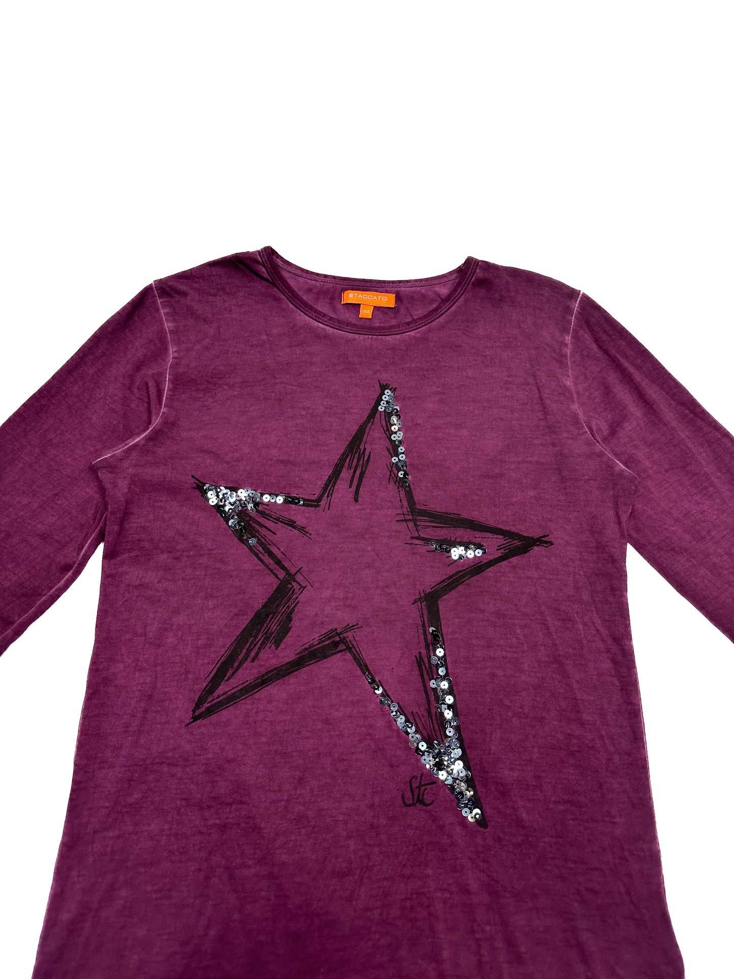 Purple Vintage Sequin Star Long Sleeves Shirt