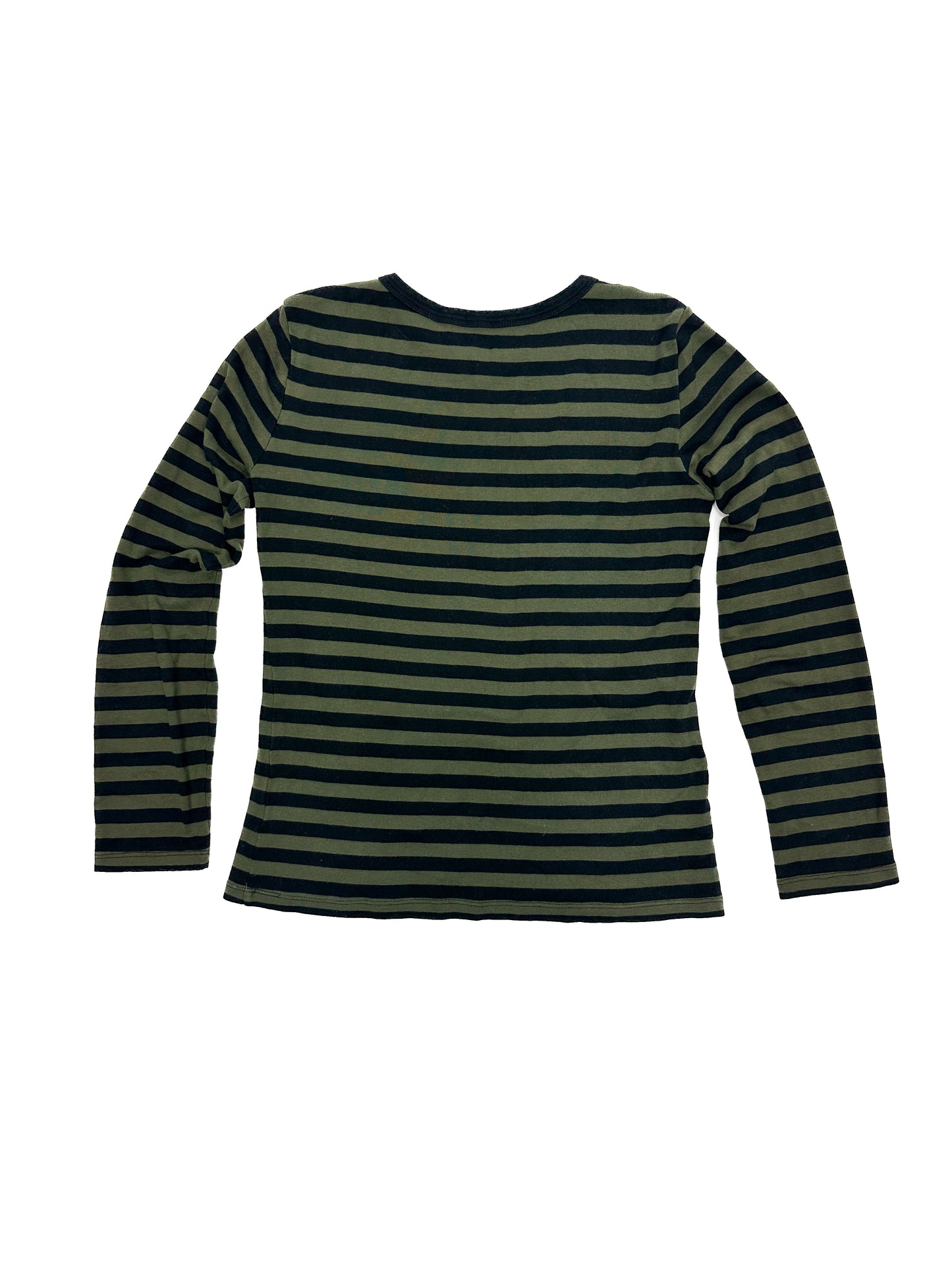 Dark Green Stripe Long Sleeves Shirt