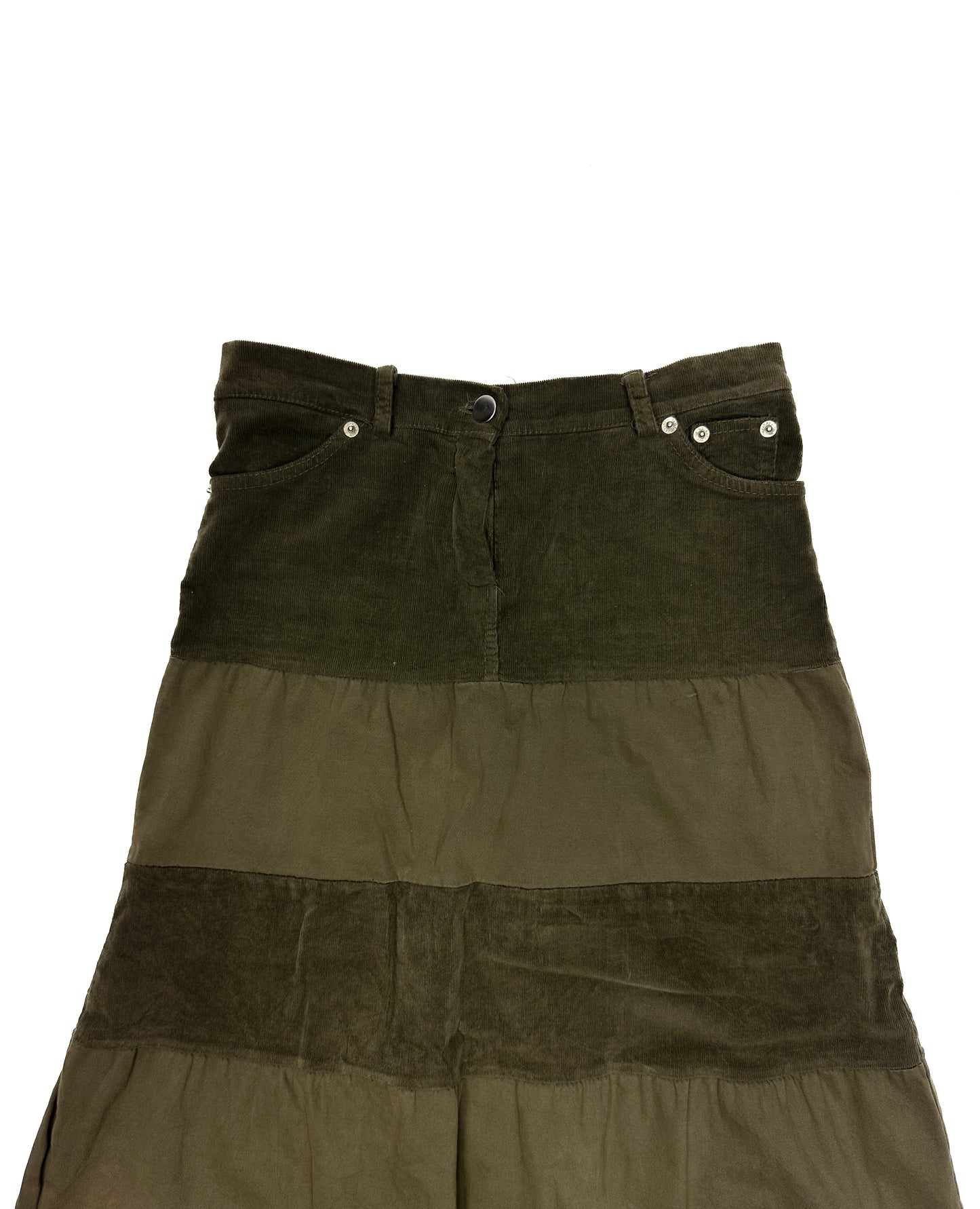 Multi Fabric Green Skirt