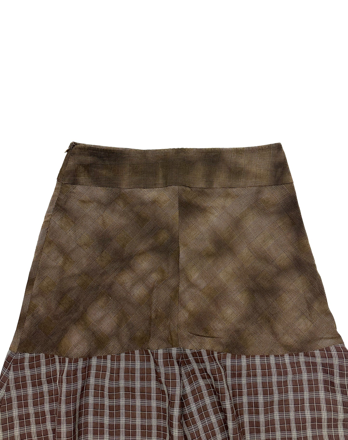 Multi Fabric Brown Skirt