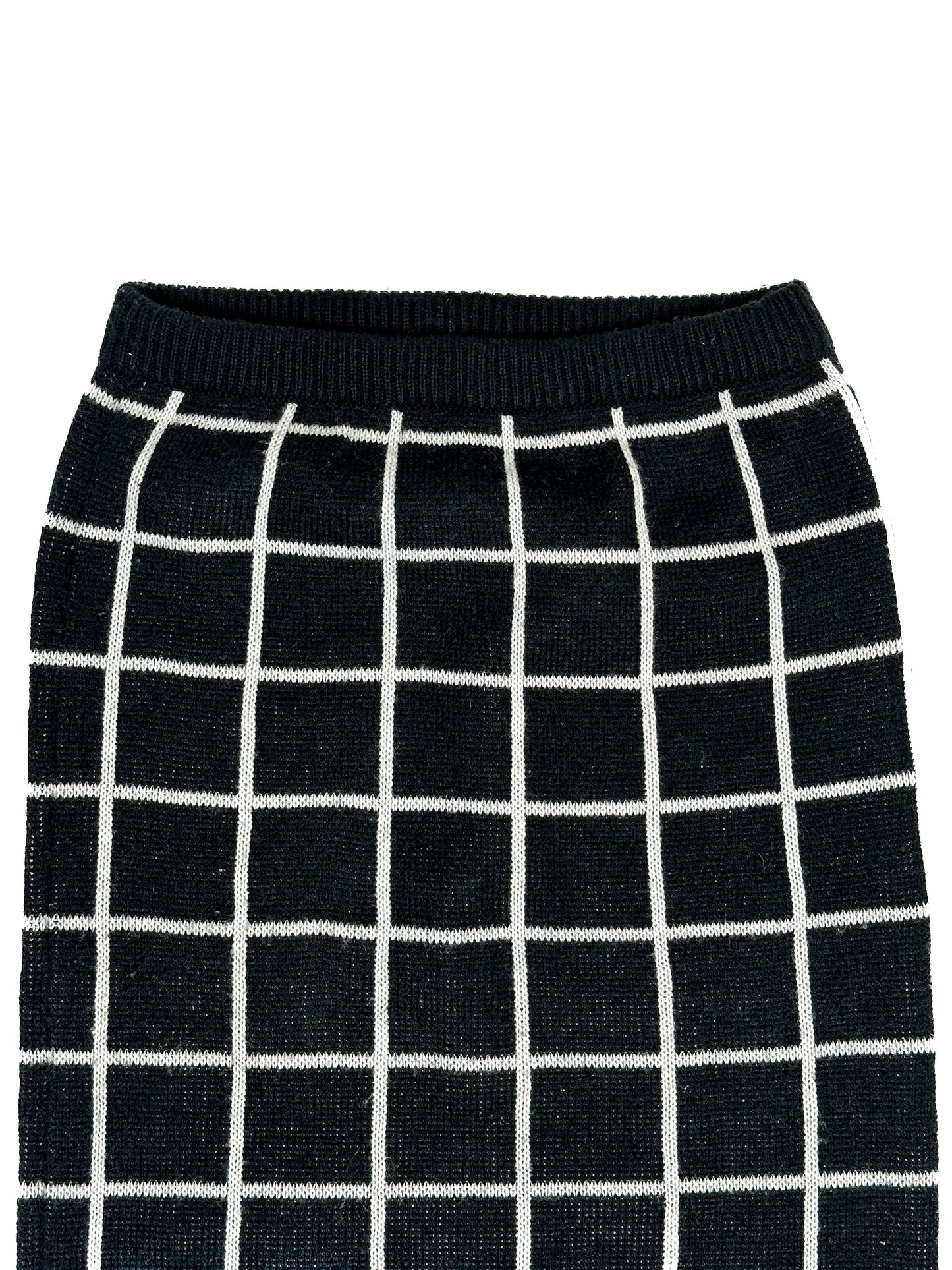 Black Checker Knitted Skirt